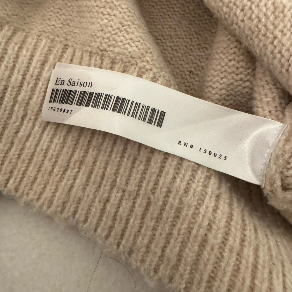 En Saison Pullover Rene Ruffle-Trim Sweater in Tan Small